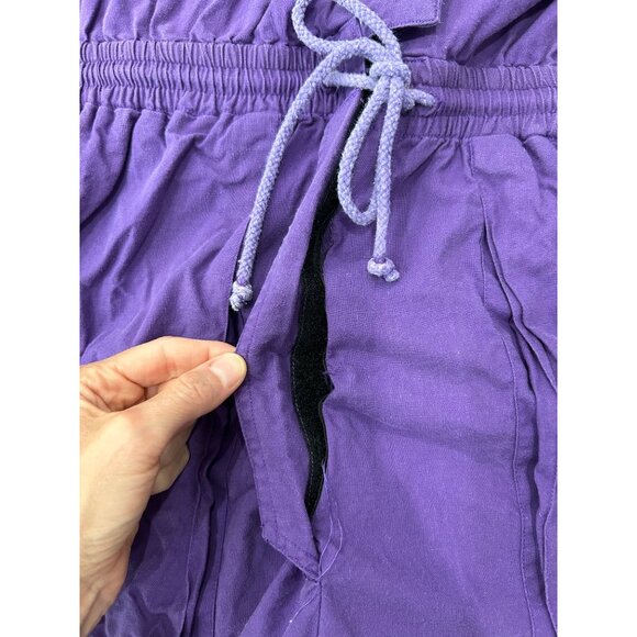 Regina Porter Purple Cotton Romper Drawstring Waist Pockets Sz XS - Picture 8 of 10